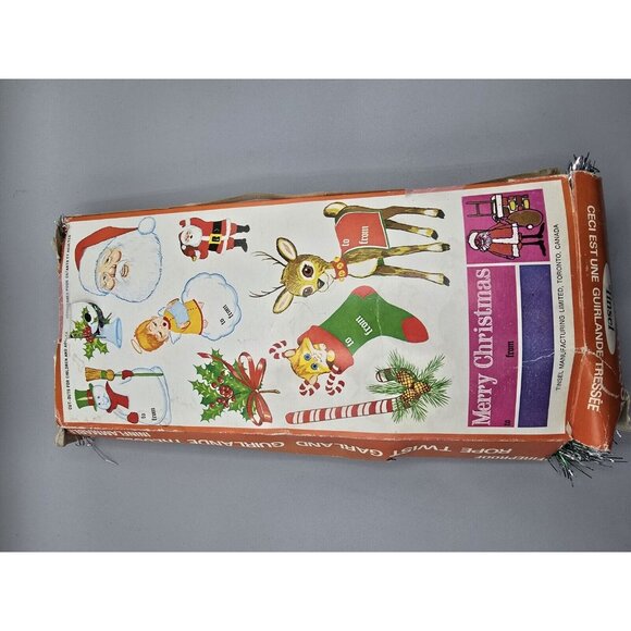 Vintage 30 ' x 2" Fireproof TINSEL GARLAND in Original Box‎ made in Canada - Picture 4 of 7